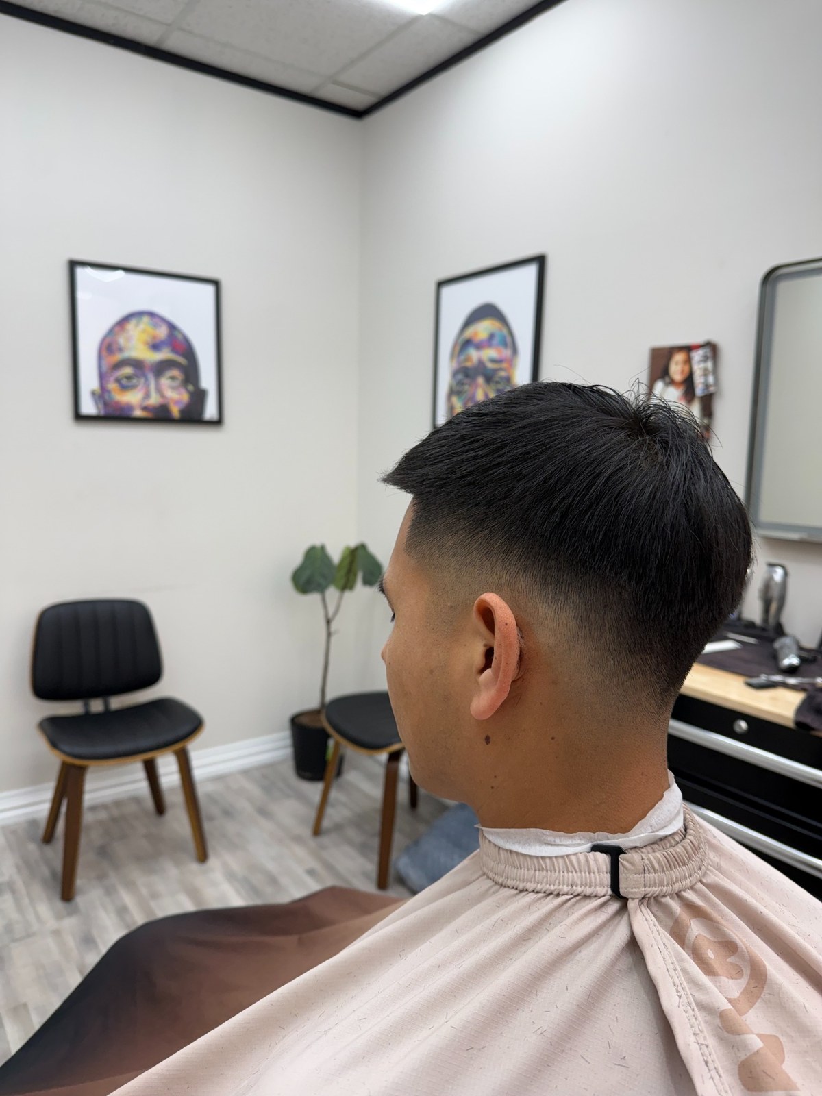 Blended fade and clean neckline, viewed from behind